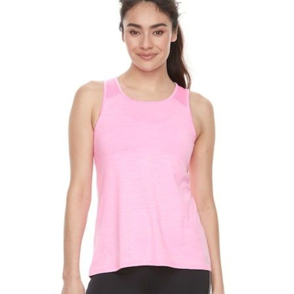 FILA Melange Mesh Inset Tank Bright Pink Size XS NEW